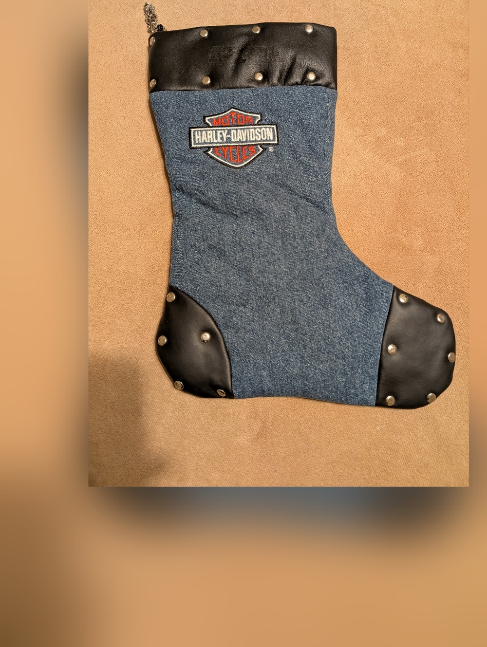 Authentic Harley-Davidson® Blue Denim and Black Vegan Studded🎄Stocking Stuffer